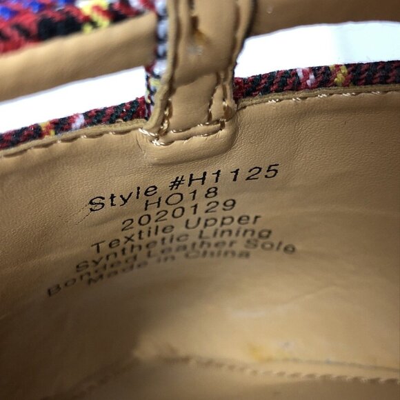 J Crew Shoes Womens 7.5 Red Tartan Dorsay Flats Mini Bow Slip Ons Pointed Toe - Picture 10 of 10